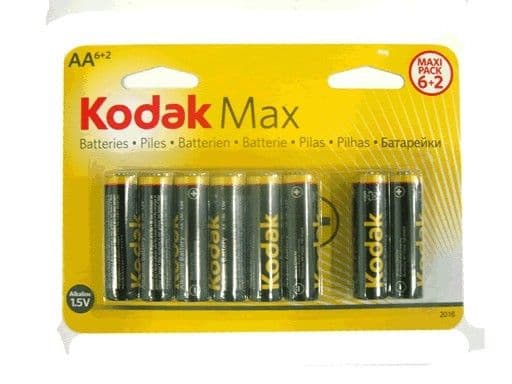 Батарейка "KODAK" MAX  LR6-6+2BL (160/11520) - купить в магазине Кассандра, фото, 041773944979, 