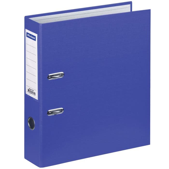 Папка-регистратор OfficeSpace, 70мм, бумвинил, с карманом на корешке, синяя - купить в магазине Кассандра, фото, 4610008527421, 