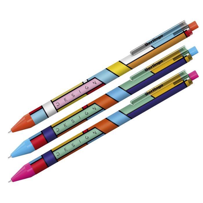 Ручка шариковая автоматическая Berlingo "Color Block" синяя, 0,7мм, рисунок на корпусе, ассорти - купить в магазине Кассандра, фото, 4260738999779, 