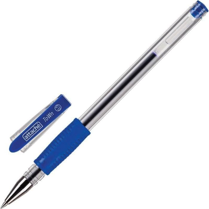 Ручка гелевая неавтоматическая Attache Town 0, 5мм с резин.манжеткой синий - купить в магазине Кассандра, фото, 4607121537253, 