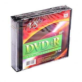 Диск DVD+R VS 4.7 GB  Slim - купить в магазине Кассандра, фото, 4607147620496, 