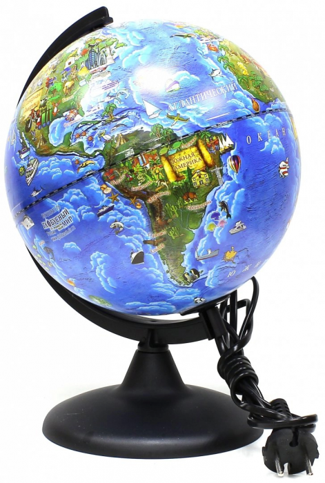 Глобус Земли для детей 210мм. с подсветкой 10173 - купить в магазине Кассандра, фото, 4607068861633, 