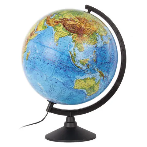 Глобус физический с подсветкой от сети 320мм " Globen " черная подставка - купить в магазине Кассандра, фото, 4680009930131, 