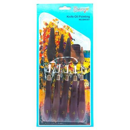 Набор мастихинов " KWELT " 5шт: №1,2,3,4,5 металлические на деревянной ручке, блистер - купить в магазине Кассандра, фото, 6900207201672, 
