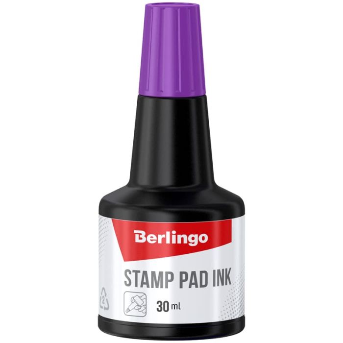 Штемпельная краска Berlingo, 30мл, фиолетовая - купить в магазине Кассандра, фото, 4260107532712, 