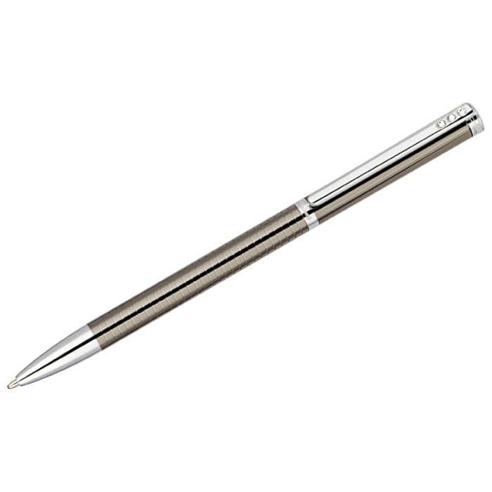 Ручка шариковая Delucci "Stella" синяя 1,0мм, корпус оружейный металл/серебро, кристал, подарочная уп - купить в магазине Кассандра, фото, 4260107497431, 