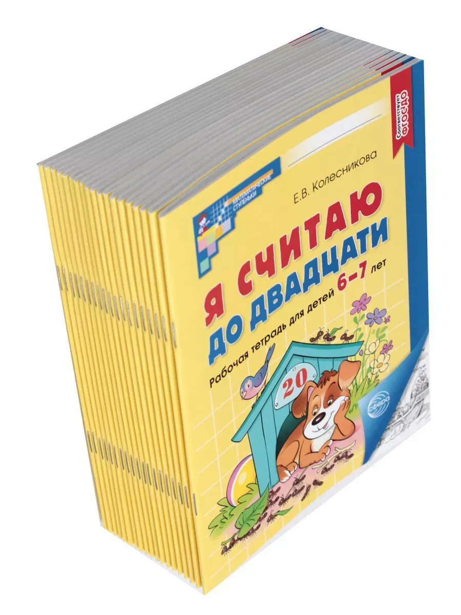 Я считаю до двадцати. ЧЕРНО-БЕЛАЯ. Комплект Раб. тетрадь для детей 6-7 лет (20 шт)