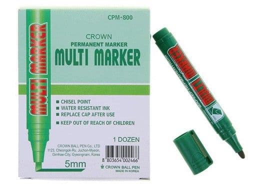 Маркер перманентный Multi marker зеленый пулевидный 3мм. СРМ-800 (12/720) - купить в магазине Кассандра, фото, 8803654003395, 
