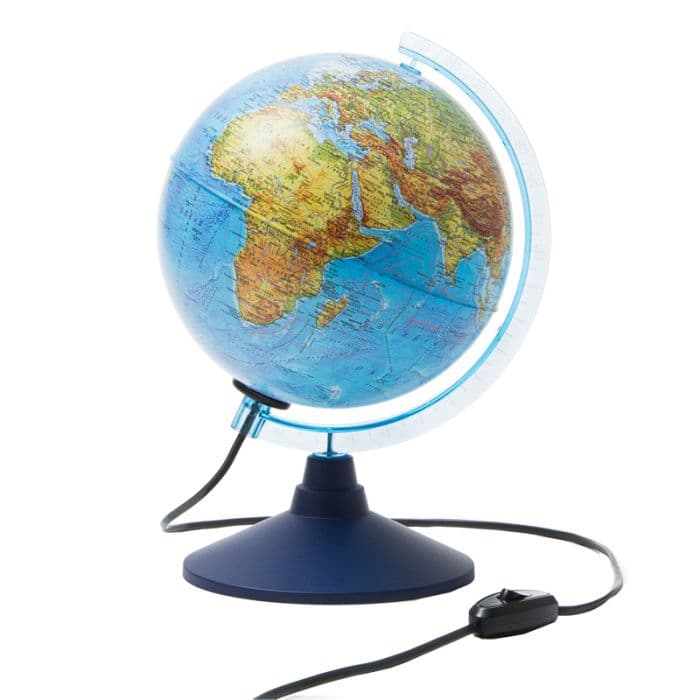 Глобус физический с подсветкой от сети 210мм " Globen " синяя подставка - купить в магазине Кассандра, фото, 4680009930681, 