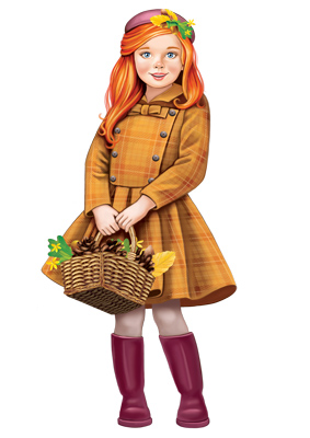 Плакат вырубной А3. Девочка с корзиной осенних листьев. Двухсторонний - купить в магазине Кассандра, фото, 4630112033328, 