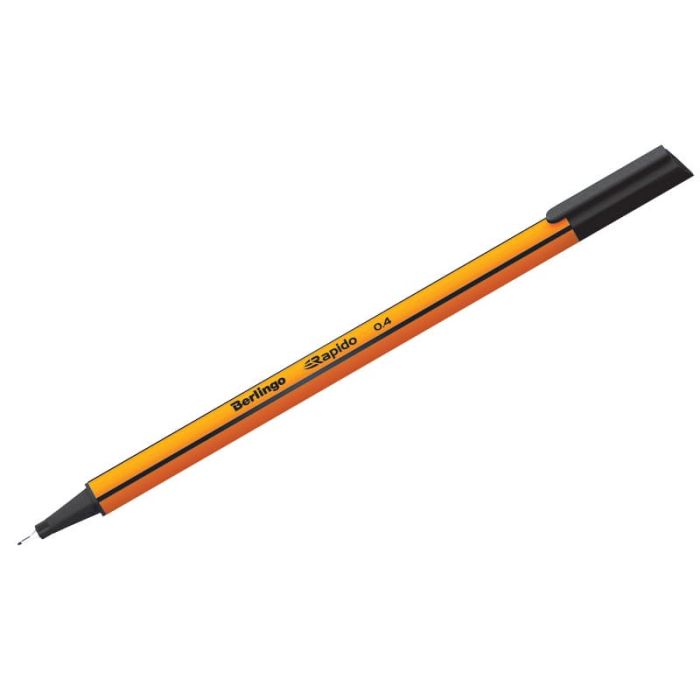 Ручка капиллярная Berlingo "Rapido" черная, 0,4мм, трехгранная - купить в магазине Кассандра, фото, 4260107485223, 