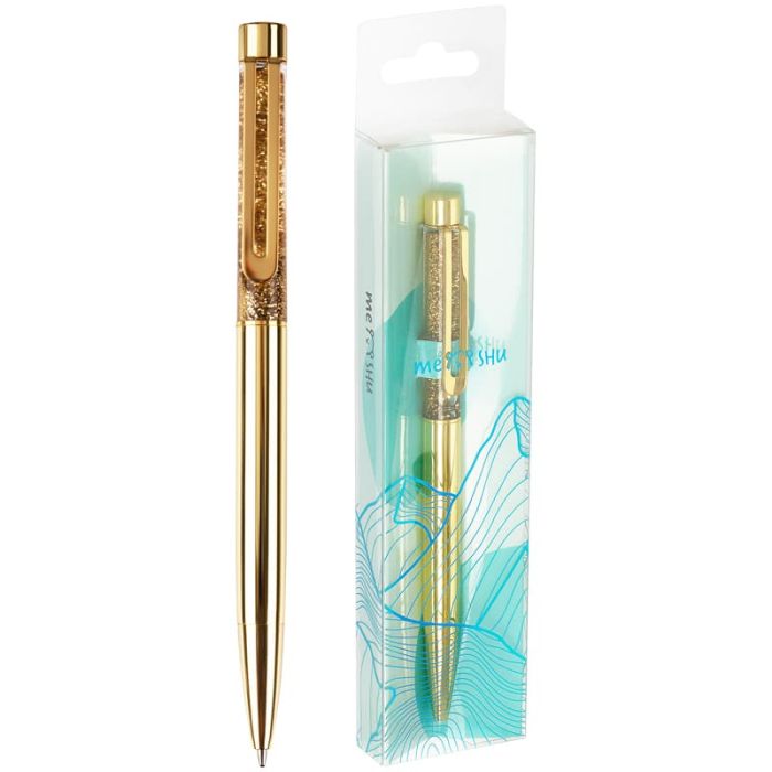 Ручка шариковая автоматическая MESHU "Gold sand" синяя, 1,0мм - купить в магазине Кассандра, фото, 4680211392109, 