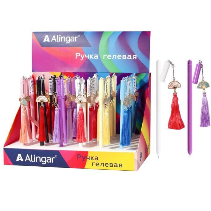 Ручка гелевая Alingar "Веер", 0,5 мм, синяя, 8432 - купить в магазине Кассандра, фото, 4680203153619, 