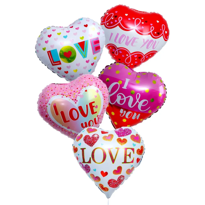 Шар фольгированный 18" "Любовь - сердце", набор 5 шт.    7751877 - купить в магазине Кассандра, фото, 6900077518771, 