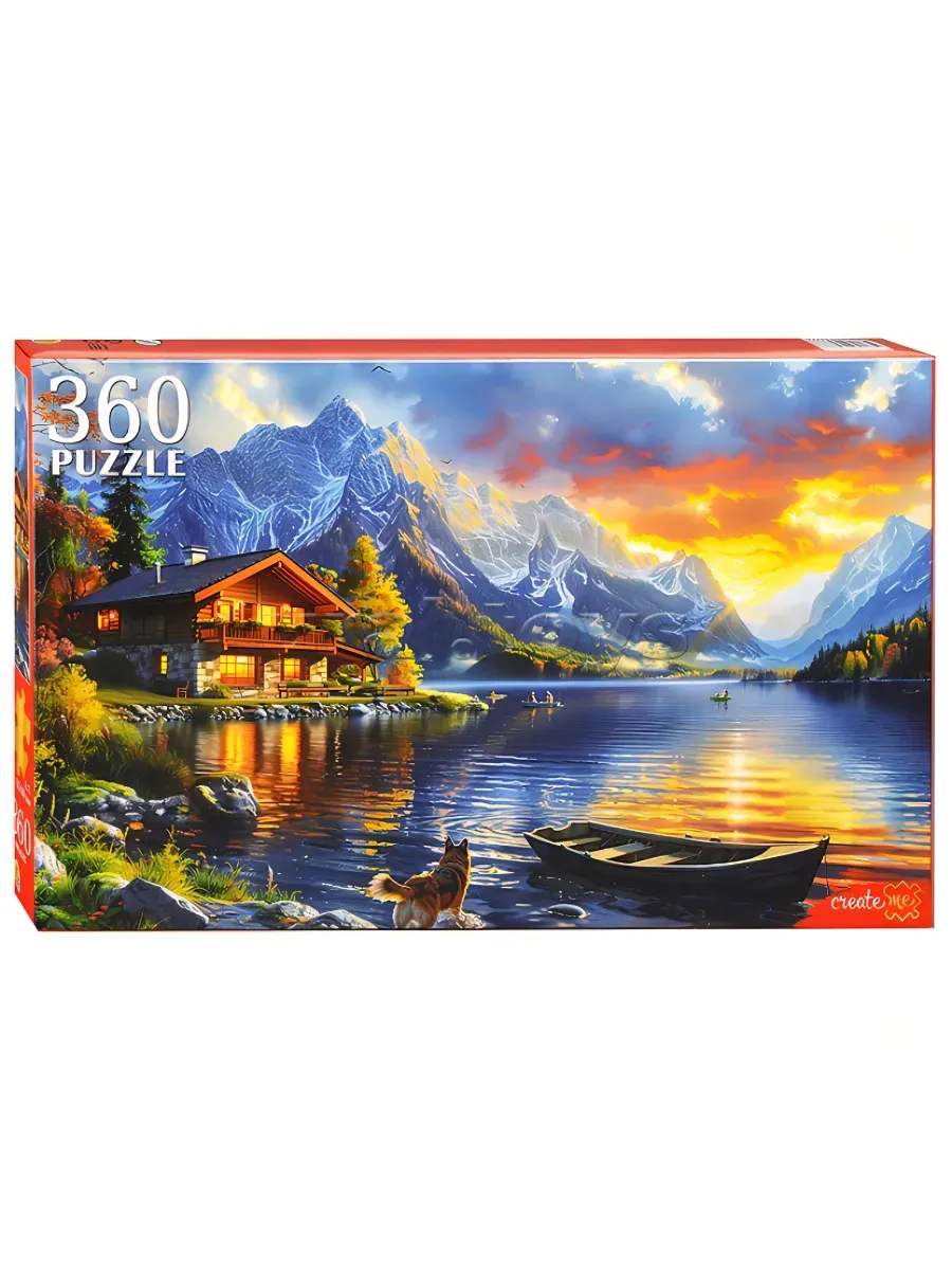 Пазл.360. Вечернее озеро на закате 48,5*34,5см, картонная упаковка 33,4*21*5