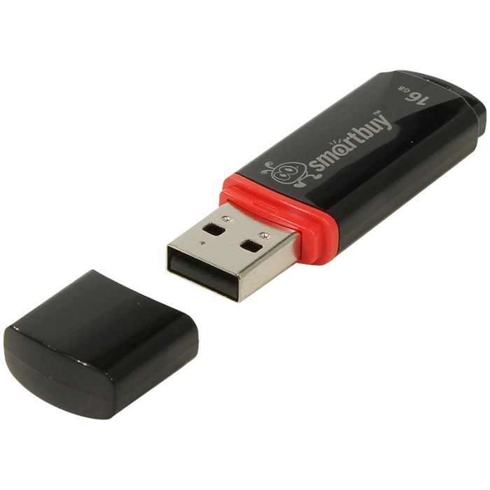 Память Smart Buy "Crown"  16GB, USB 2.0 Flash Drive, черный - купить в магазине Кассандра, фото, 4690626002999, 