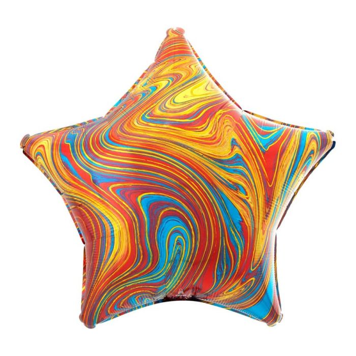 воздушный шар Звезда Мрамор цветной 48 см - купить в магазине Кассандра, фото, 026635421034, 