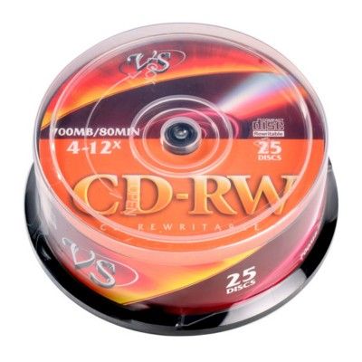 Диск VS CD-RW 80 4-12x CB/25 (цена за 25шт) VSCDRWCB2501 - купить в магазине Кассандра, фото, 4607147620243, 