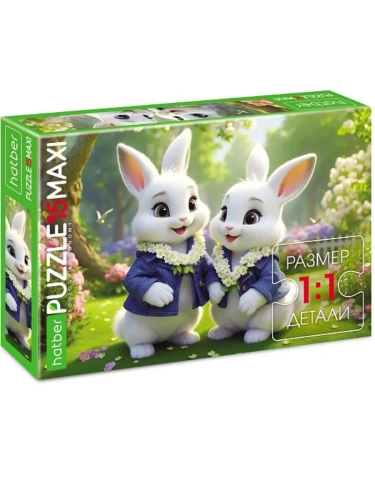 Пазл.15." Hatber " ECO Maxi Зайки на полянке 33*22см, картонная упаковка- купить в магазине Кассандра, фото, 4606782564509, 
