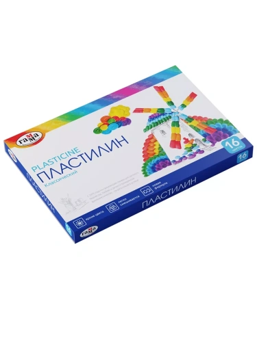 Пластилин 16цв" Гамма " Классический 320г со стеком, картонная упаковка- купить в магазине Кассандра, фото, 4600395222832, 