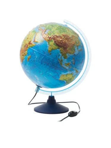 Глобус физико-политический рельефный с подсветкой от сети 320мм " Globen " синяя подставка- купить в магазине Кассандра, фото, 4680009931183, 