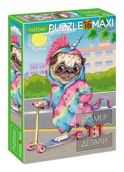 Пазл.15. " Hatber " Maxi Мопс 22*33см, картонная упаковка(Пазл MAXI состоит из 15 кру - купить в магазине Кассандра, фото, 4606782458860, 