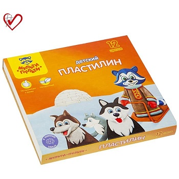 Пластилин Мульти-Пульти "Енот на Аляске", 12 цветов, 180г, со стеком, картон - купить в магазине Кассандра, фото, 4680211082352, 