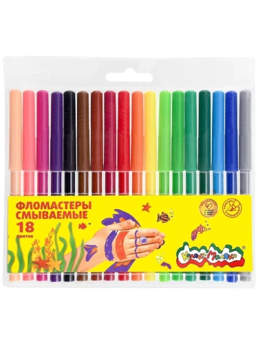 Фломастеры смываемые 18цв."Каляка-Маляка" вент. колп, блист. упак., кругл. корп., 3+- купить в магазине Кассандра, фото, 4602723003823, 
