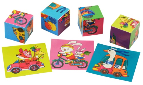 Умные кубики в поддончике. 4 штуки. Кто на чем едет?- купить в магазине Кассандра, фото, 9785811270019, 