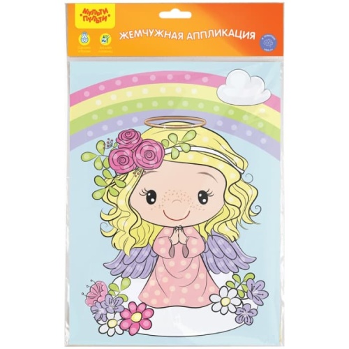 Аппликация жемчужная Мульти-Пульти "Ангел", 21*29,5см, с раскраской, европодвес- купить в магазине Кассандра, фото, 4680211383275, 