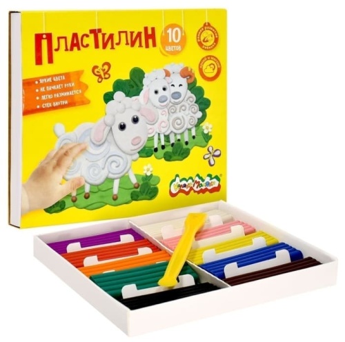 Пластилин 10цв."Каляка-Маляка" 150 г со стеком 3+- купить в магазине Кассандра, фото, 4602723004639, 