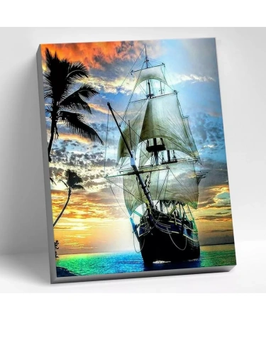 HR0171 Картина по номерам (40х50) ПАРУСНИК (27 цветов) 1/20- купить в магазине Кассандра, фото, 4660011885803, 