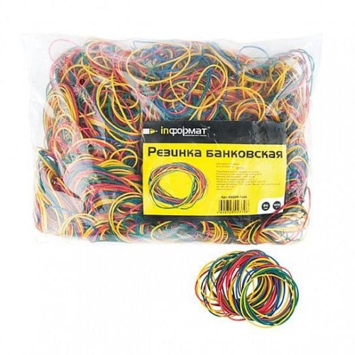 Резинка банковская 1000 гр inФОРМАТ ассорти 6,00 см- купить в магазине Кассандра, фото, 4602723023708, 