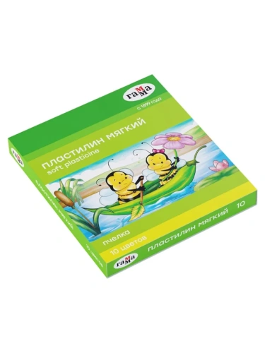 Пластилин восковой 10цв.ГАММА "ПЧЁЛКА" 123 г со стеком- купить в магазине Кассандра, фото, 4600395004674, 