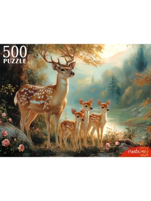 Пазлы " Рыжий кот "  500элементов Олени у озера 50*35см, картонная упаковка 32,3*23,2*4,3см- купить в магазине Кассандра, фото, 4670159276197, 