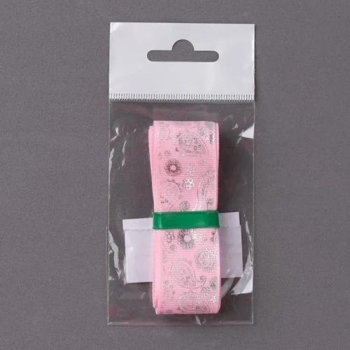 Лента репсовая 25мм*2±0,1 м тиснение огурцы А3-004 розовый   5188032- купить в магазине Кассандра, фото, 6900051880320, 