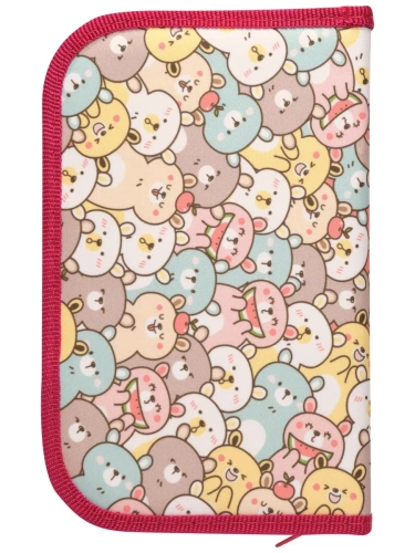 Пенал 1 секц. бол. Schoolformat МИЛЫЕ МЕДВЕЖАТА 130х200х40 мм роз. ткань с 2 откидн. планками- купить в магазине Кассандра, фото, 4602723159513, 