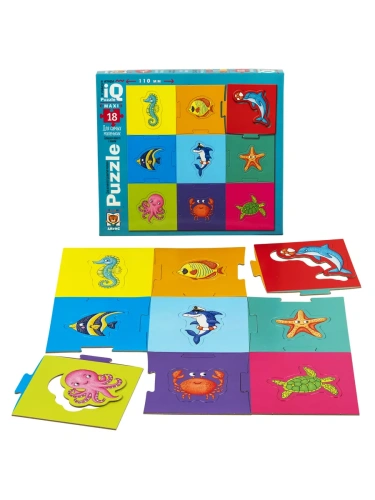 IQ Пазл МАКСИ Вкладыши 18 эл. Мои морские животные 1+- купить в магазине Кассандра, фото, 9785811274895, 