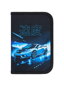 Пенал BRAUBERG с наполнением, 1 отд, 1 откидная планка, 24 предмета, 21х14 см, Night race, 272352 - купить в магазине Кассандра, фото, 4606224432199, 