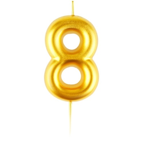 Свеча для торта с держателем MESHU "Цифра 8", 6см, золотая, блистер- купить в магазине Кассандра, фото, 4680211361358, 