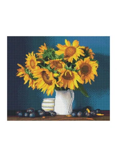 Алмазная мозаика ТРИ СОВЫ "Подсолнухи и сливы", 40*50см, холст, картонная коробка с пластиковой ручко- купить в магазине Кассандра, фото, 4680211455460, 