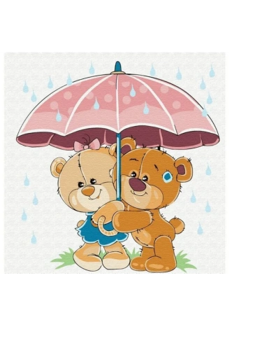 KH0829 Картина по номерам (20Х20) МЕДВЕЖАТА В ЛЕТНИЙ ДОЖДЬ  (12 цветов) 1/60- купить в магазине Кассандра, фото, 6920140887801, 