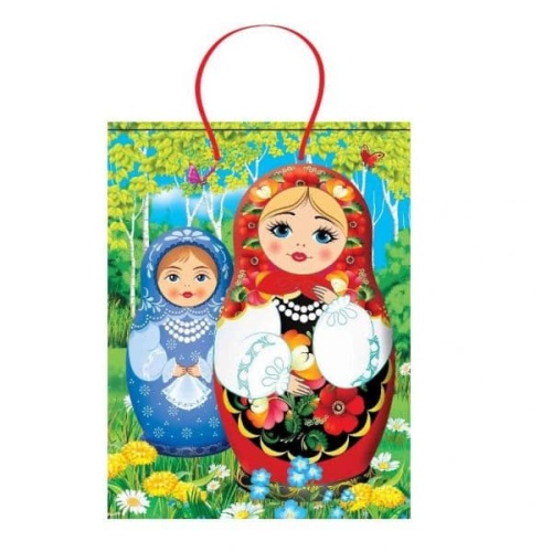 ПАКЕТ ПОДАРОЧНЫЙ "ВЕСЕЛЫЙ ПРАЗДНИК" МАТРЁШКА. 26Х32Х14СМ, ГЛЯНЦЕВЫЙ В ПАК. УП-24ШТ в кор.3уп- купить в магазине Кассандра, фото, 4690590099384, 
