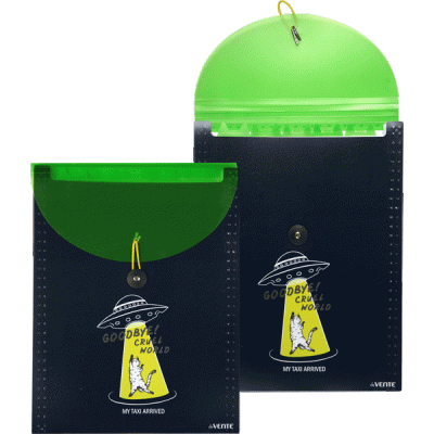 Папка с резинкой с 6-ю отд."deVENTE. UFO Taxi" A4 (260x340x30 мм) 600 мкм, фактура "песок"- купить в магазине Кассандра, фото, 4627185283996, 