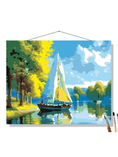 Картина по номерам на холсте 50х40 "Через озеро"- купить в магазине Кассандра, фото, 4620137806489, 