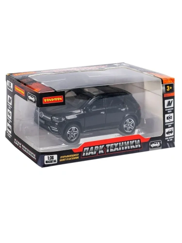 Машина метал. инерционная, М1:36, 4 открыв. двери, Bondibon "Парк Техники", ВОХ 16,5х7,5х7,5см, джип черный.- купить в магазине Кассандра, фото, 4660120051588, 