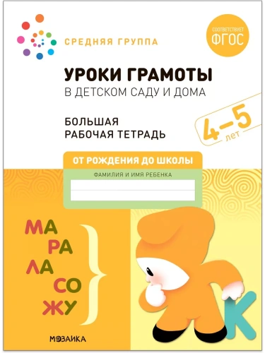 Васильева.Нов.Уроки грамоты в детском саду и дома. 4-5 лет. ФГОС- купить в магазине Кассандра, фото, 9785431523137, 