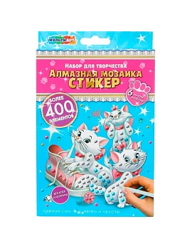 Алмазная мозаика-стикер Кошечка Мэри МУЛЬТИ АРТ - купить в магазине Кассандра, фото, 4630395048620, 