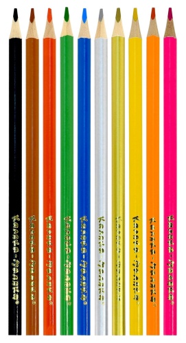 Набор цветных карандашей Каляка-Маляка 10 цв. трехгран. корп. дерев. карт.уп.- купить в магазине Кассандра, фото, 4602723145530, 