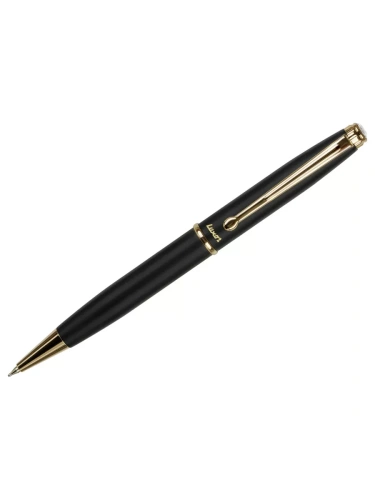 Ручка шариковая Luxor "Lancia" синяя, 0,7мм, корпус черный/золото, поворотный механизм, футляр- купить в магазине Кассандра, фото, 8901069085996, 